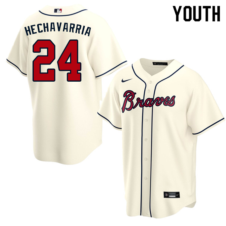 Nike Youth #24 Adeiny Hechavarria Atlanta Braves Baseball Jerseys Sale-Cream - Click Image to Close